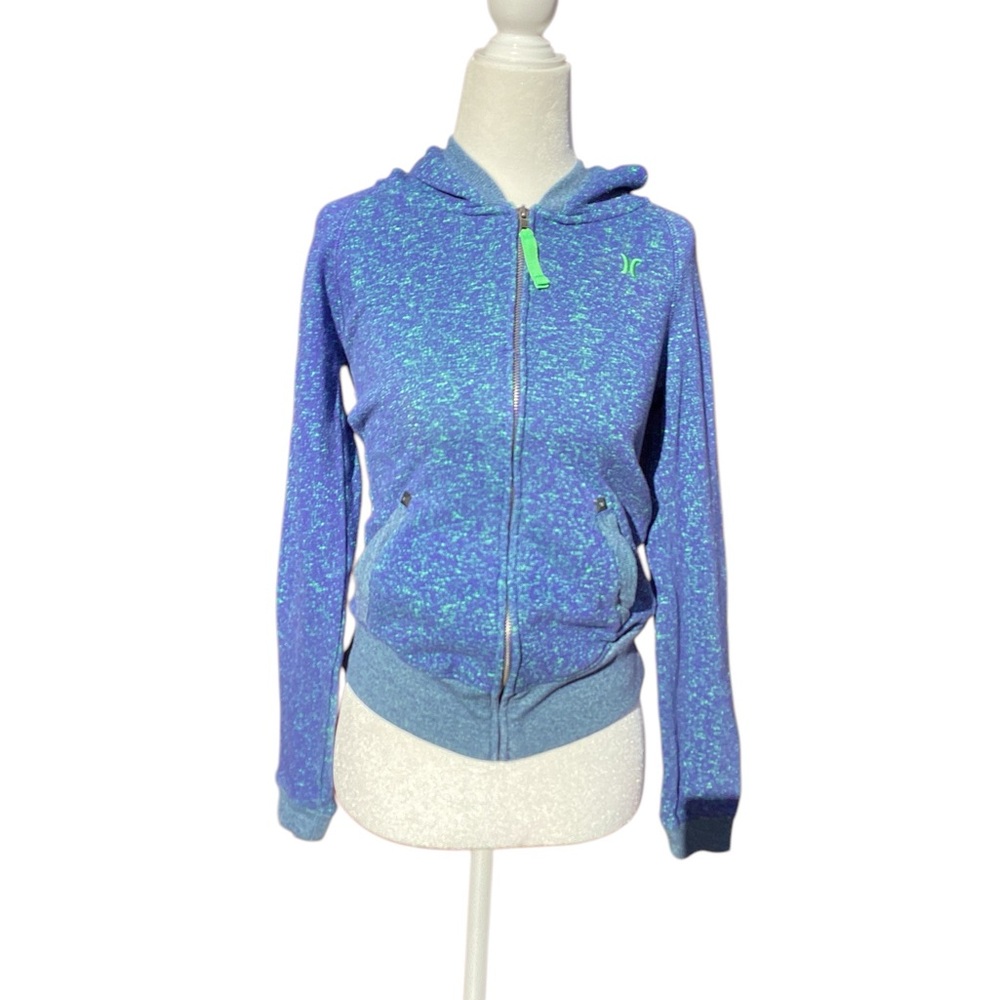 Blue Hurley Zip-Up Hoodie marbled blue and green - Picture 3 of 8